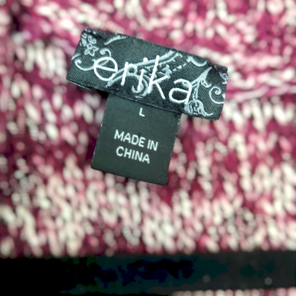 Erika Ladies Sleeveless Open Front Tweed Cardigan Sweater Garnet Large (L) - Picture 2 of 4